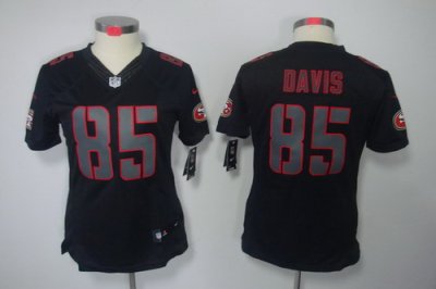 Women Nike San Francisco 49ers #85 Vernon Davis Black Jerseys[Impact Limited]