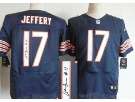 Nike Chicago Bears 17 Alshon Jeffery Blue Elite Signed NFL Jersey