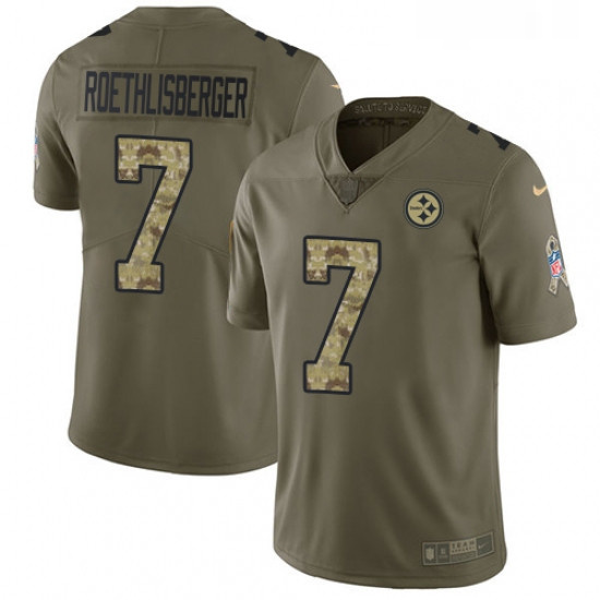 Youth Nike Pittsburgh Steelers 7 Ben Roethlisberger Limited OliveCamo 2017 Salute to Service NFL Jer