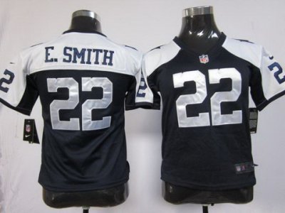 Youth Nike Dallas Cowboys 22 E.SMITH Blue Thankgivings Nike NFL Jerseys