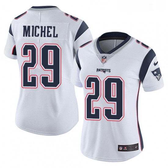 Womens Nike New England Patriots 29 Sony Michel White Vapor Untouchable Limited Player NFL Jersey