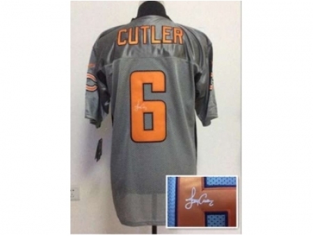 Nike chicago bears 6 Jay Cutler grey Elite shadow Signed NFL Jersey