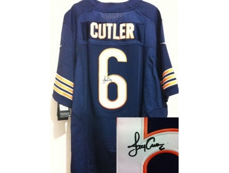 Nike Chicago Bears 6 Jay Cutler Blue Elite Signed NFL Jersey