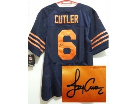 Nike Chicago Bears 6 Jay Cutler Blue Elite Orange Number Signed NFL Jersey