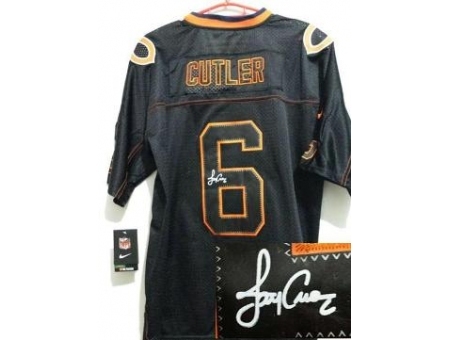 Nike Chicago Bears 6 Jay Cutler Black Elite Light Out Signed NFL Jersey