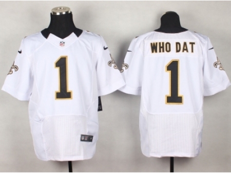 Nike New Orleans Saints 1 who dat white Elite NFL Jersey