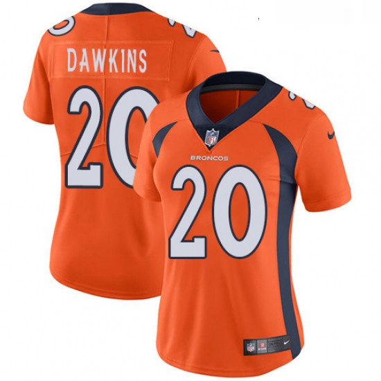 Womens Nike Denver Broncos 20 Brian Dawkins Orange Team Color Vapor Untouchable Limited Player NFL J