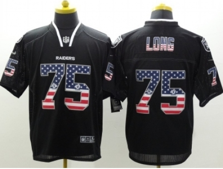 Nike Oakland Raiders 75 Howie Long Black Elite USA Flag Fashion NFL Jersey