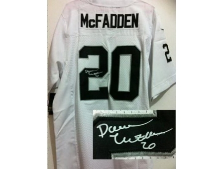 Nike Oakland Raiders 20 Darren McFadden White Elite Signed NFL Jersey