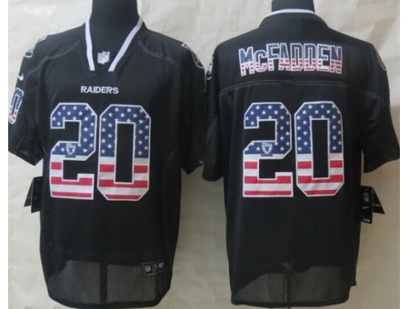 Nike Oakland Raiders 20 Darren McFadden Black Elite USA Flag Fashion NFL Jersey