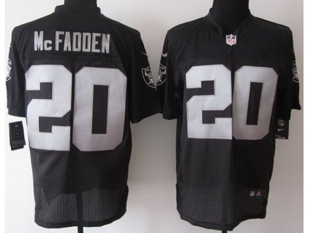 Nike Oakland Raiders 20 Darren McFadden Black Elite Logo Sleeves NFL Jersey