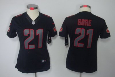 Women Nike San Francisco 49ers #21 Frank Gore Black Jerseys[Impact Limited]