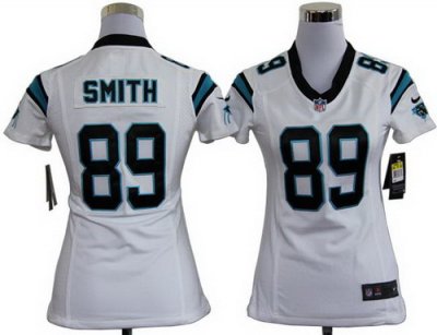 Women Nike Carolina Panthers #89 Steve Smith White Nike NFL Jerseys