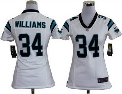 Women Nike Carolina Panthers #34 DeAngelo Williams White Nike NFL Jerseys