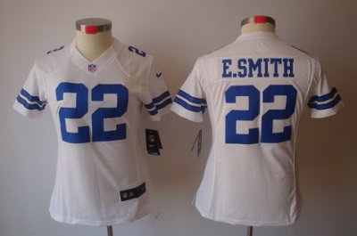 Women Nike Dallas Cowboys 22 E.SMITH White Color[Women's NIKE LIMITED Jersey]