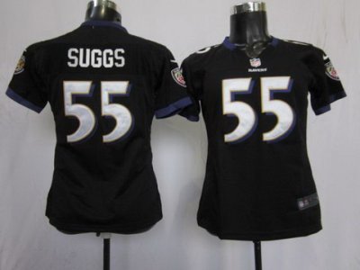 Women Nike Baltimore Ravens #55 Terrell Suggs Black Nike NFL Jerseys