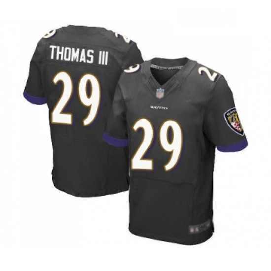 Mens Baltimore Ravens 29 Earl Thomas III Elite Black Alternate Football Jersey