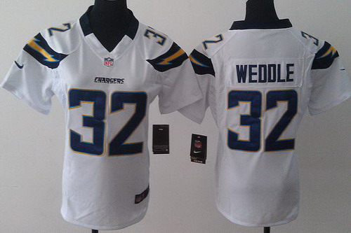 Women Nike San Diego Chargers 32 Eric Weddle White NFL Jerseys