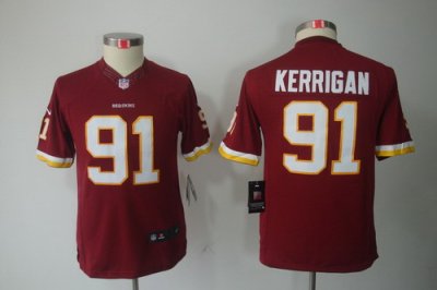 Youth Nike Washington Redskins 91# Kerrigan Red Limited Jerseys