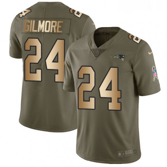 Youth Nike New England Patriots 24 Stephon Gilmore Limited OliveGold 2017 Salute to Service NFL Jers