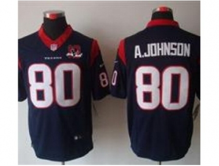 Nike Houston Texans 80 Andre Johnson Blue Limited W 10th Patch NFL Jersey