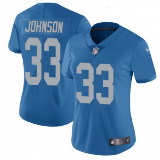 Womens Nike Detroit Lions 33 Kerryon Johnson Blue Alternate Vapor Untouchable Elite Player NFL Jerse