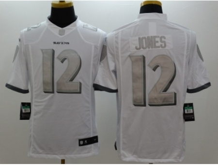 Nike Baltimore Ravens 12 Jacoby Jones White Game Platinum NFL Jersey