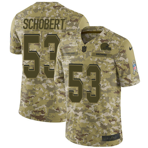 Nike Browns #53 Joe Schobert Camo Men Stitched NFL Limited 2018 Salute To Service Jersey