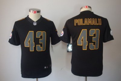 Youth Nike NFL Pittsburgh Steelers #43 Troy Polamalu Black Jerseys[Impact Limited]