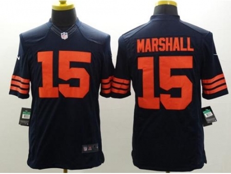 Nike Chicago Bears 15 Brandon Marshall Blue Limited Orange Number NFL Jersey