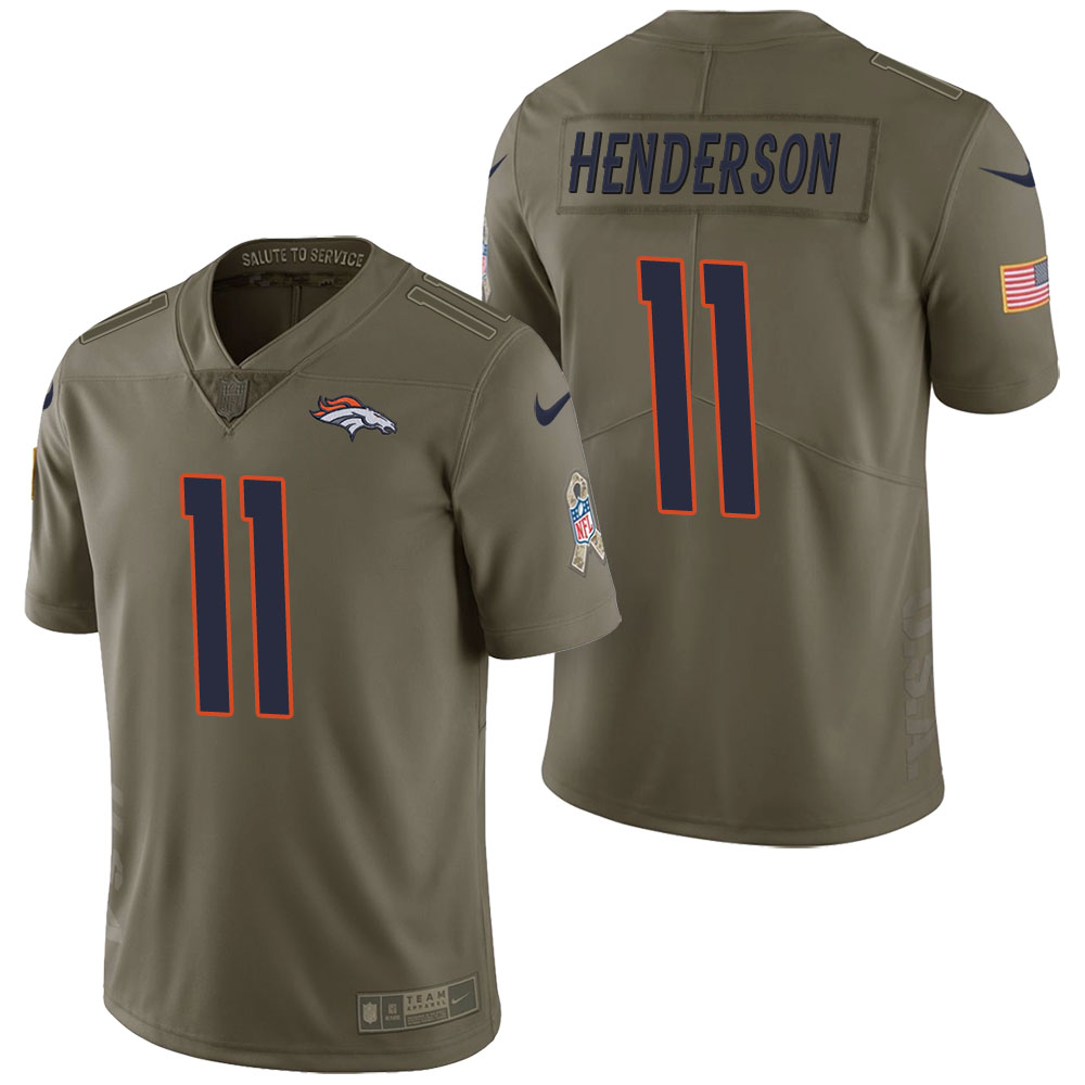 Denver Broncos #11 Carlos Henderson Olive 2017 Salute to Service Limited Jersey