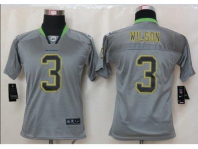 Nike Youth NFL Seattle Seahawks #3 Wilson Grey Jerseys[Elite Lights Out]