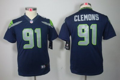 Youth Nike Nike Seattle Seahawks 91# Chris Clemons Blue Color[Youth Limited Jerseys]