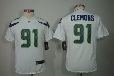 Youth Nike Nike Seattle Seahawks 91# Chris Clemons White Color[Youth Limited Jerseys]