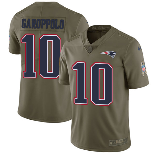 Nike Patriots #10 Jimmy Garoppolo Olive Mens Stitched NFL Limited 2017 Salute To Service Jersey