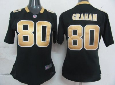 Womens Nike New Orleans Saints 80 Graham Black Nike NFL Jerseys