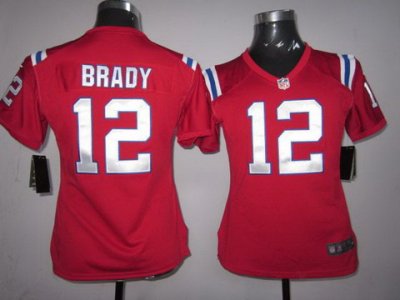 Women Nike New England Patriots #12 Brady Red Nike NFL Jersey