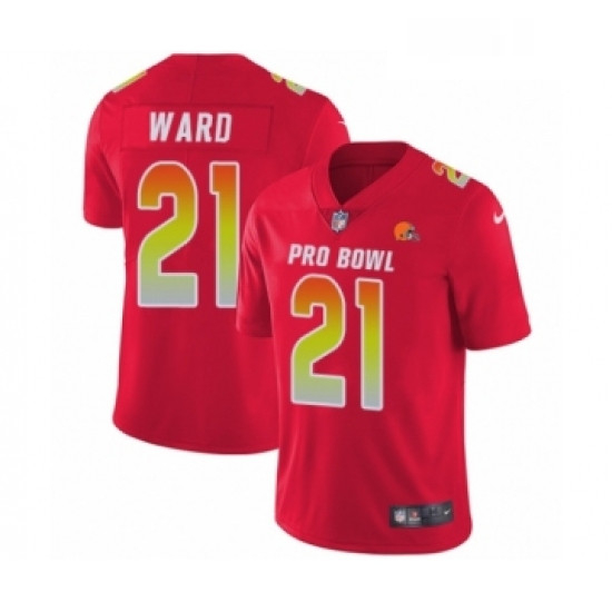 Mens Nike Cleveland Browns 21 Denzel Ward Limited Red AFC 2019 Pro Bowl NFL Jersey