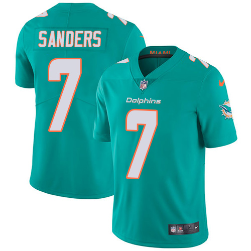 7 Elite Jason Sanders Aqua Green Nike NFL Home Youth Jersey Miami Dolphins Vapor Untouchable