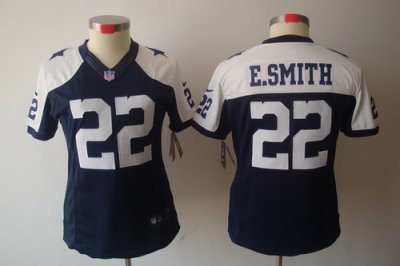 Women Nike Dallas Cowboys 22 E.SMITH Blue[Thanksgiving LIMITED Jersey]