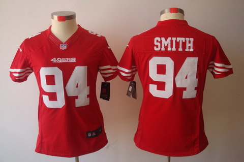 Women Nike San Francisco 49ers #94 Justin Smith Red Color[NIKE LIMITED Jersey]