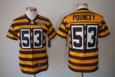 Youth Nike NFL Pittsburgh Steelers #53 Maurkice Pouncey Yellow-Black 80th Patch Limited Jerseys