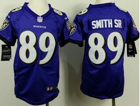 Youth Nike Baltimore Ravens 89 Steve Smith Sr Purple Team Color Stitched NFL Jersey