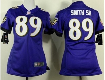 Women Nike Baltimore Ravens 89 Steve Smith Sr Purple Team Color Stitched NFL Jersey