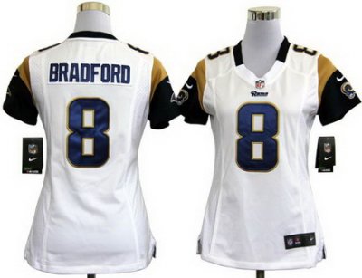 Women Nike St. Louis Rams 8# Sam Bradford White Nike NFL Jerseys