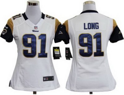 Women Nike St.Louis Rams 91# Chris Long White Nike NFL Jerseys