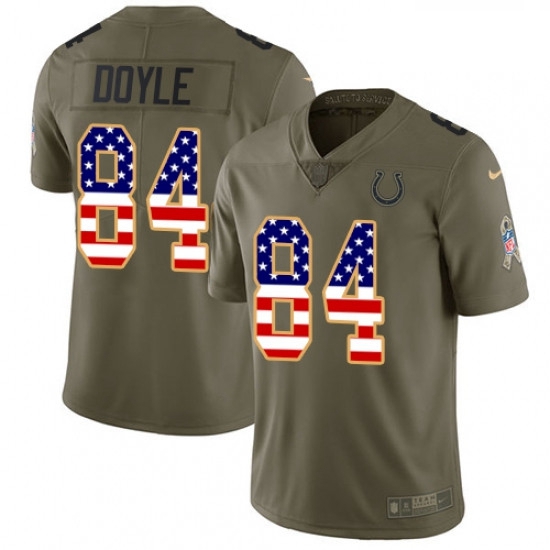 Youth Nike Indianapolis Colts 84 Jack Doyle Limited OliveUSA Flag 2017 Salute to Service NFL Jersey