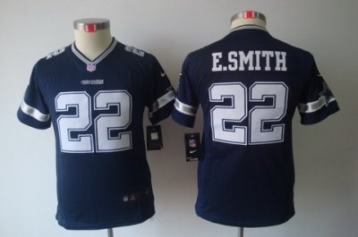 Youth Nike Dallas Cowboys 22# E.SMITH Blue Color Limited Jerseys