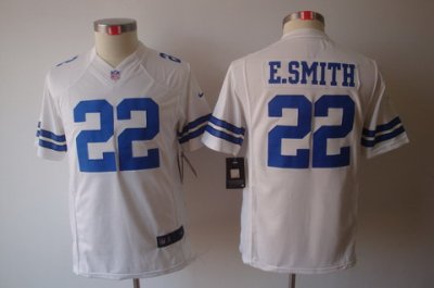 Youth Nike Dallas Cowboys 22 E.SMITH White Color Limited Jerseys