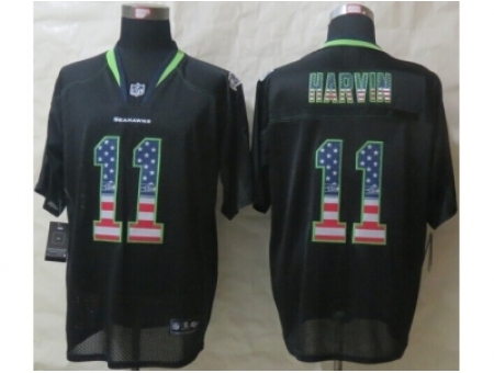 Nike Seattle Seahawks 11 Percy Harvin Black Elite USA Flag Fashion NFL Jersey